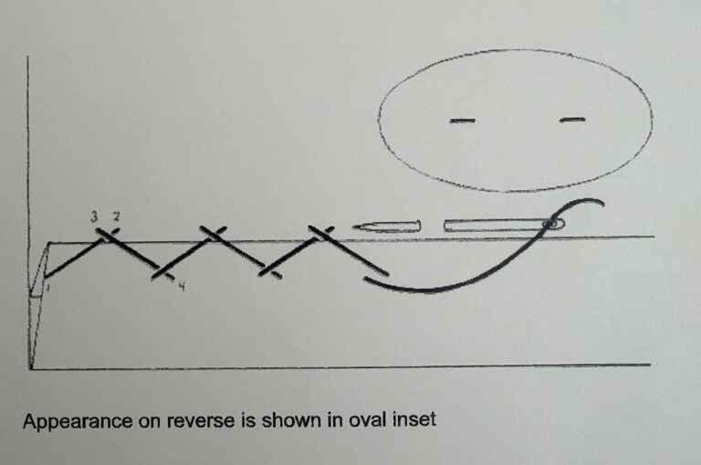 Photo of blind catch stich showing crossing threads