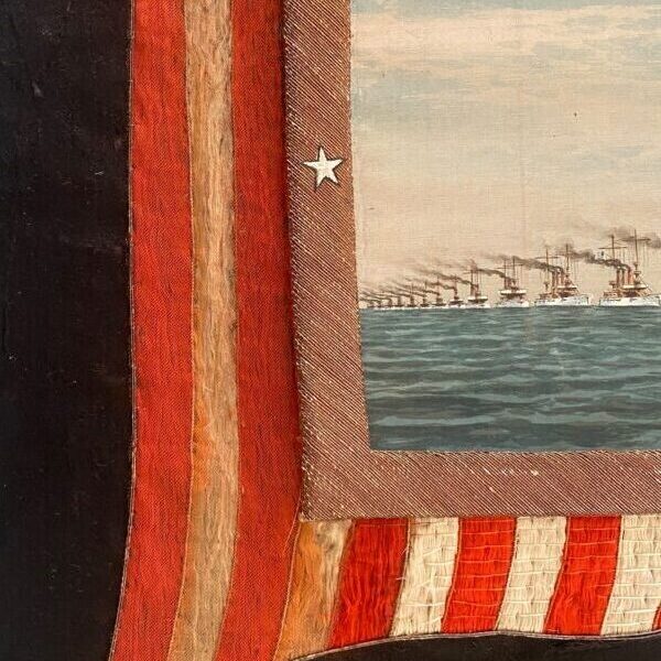 Repaired silk patriotic striped frame
